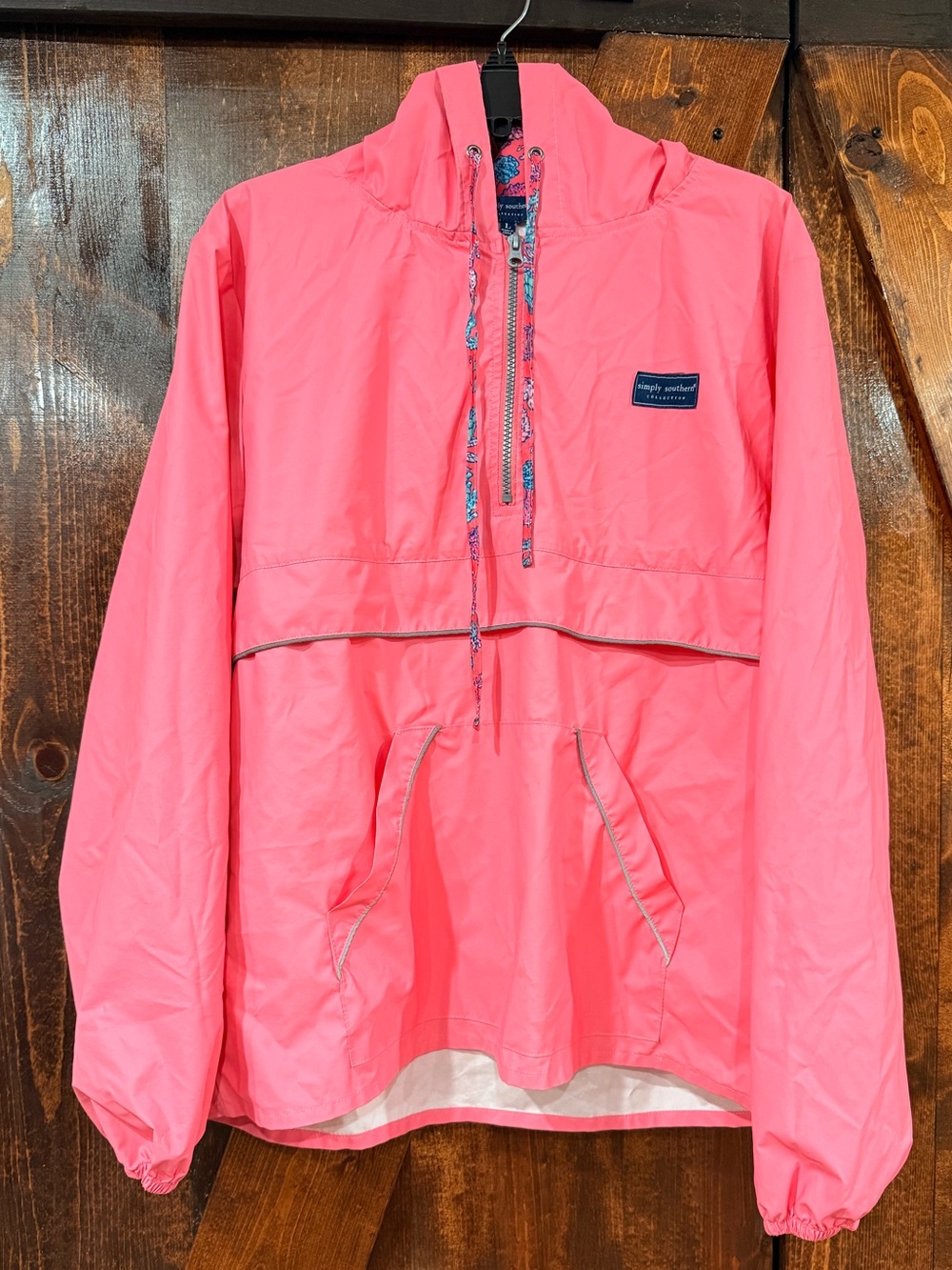 Simply Southern Coral Pink Rain Half Zip Jacket